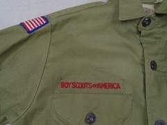 Vintage Boy Scouts of America Shirt Youth 12.5 Olive Green Official Sanforized