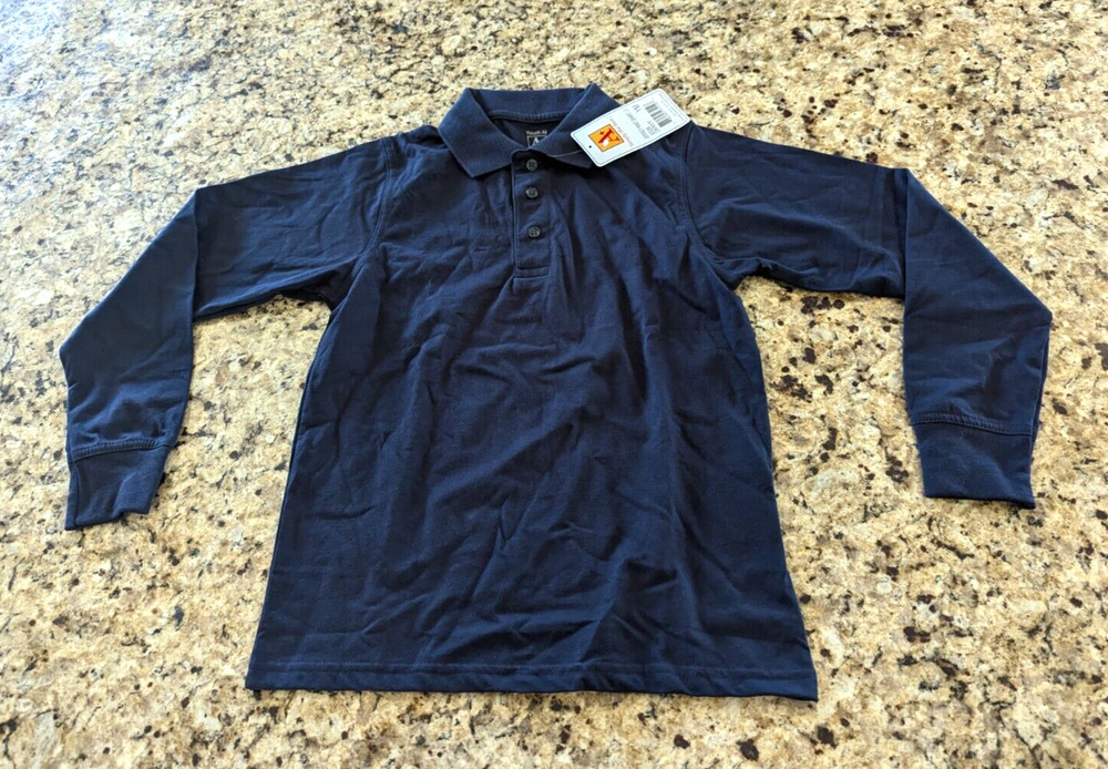 A+ Kids Jersey Knit Long Sleeve Shirt School Uniform Navy Blue size Youth M