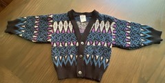 Vtg French Toast Boys Navy Cardigan Sweater, 4t Button Front, School Geometric