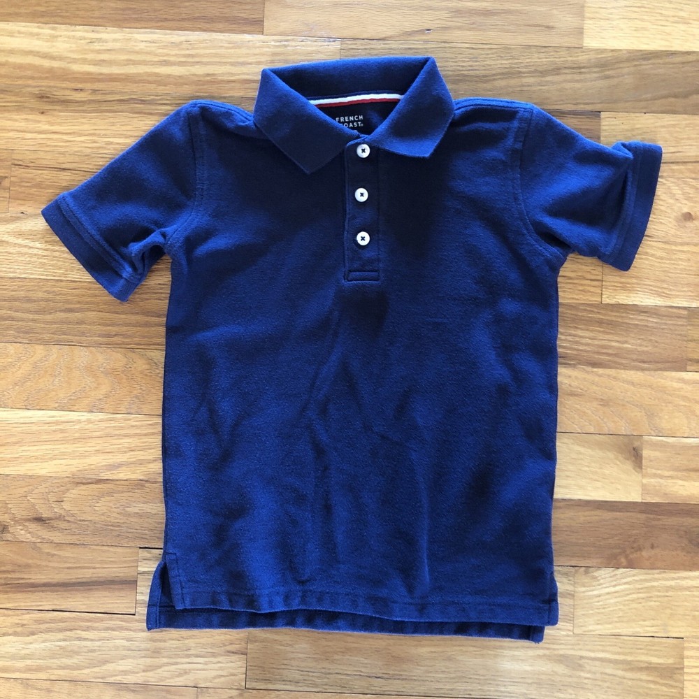French Toast Boys Uniform Polo Shirt Small 6/7 Blue Short Sleeve
