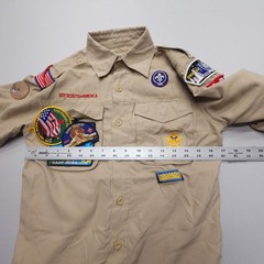 Boy Scouts Of America Youth Medium Uniform Shirt Tan Vented Microfiber Hiking