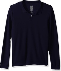 Gymboree Boys’ Big Long Sleeve Pique Uniform Polo, Navy, XS