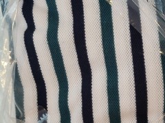 Brums Milano Uniform Polo White/green/navy Stripe Shirt Size 14 NWT