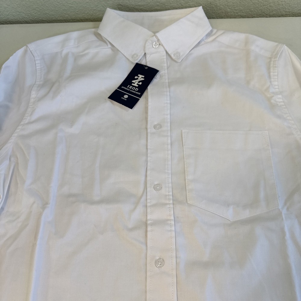 Izod Approved Schoolwear Long Sleeve Button Shirt White Size Small