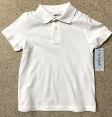 Cat & Jack Boys School Uniform White Polo Shirt Short Sleeve Size XS 4-5 New