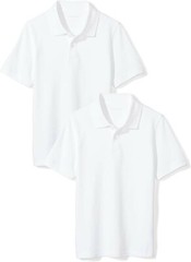 4pack Essentials Boys Uniform Short-Sleeve Pique Polo Shirts White size small