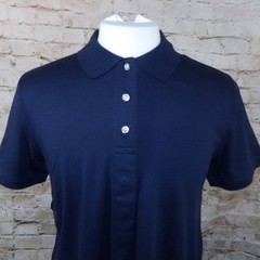 Lands’ End Uniform School Polo Boys Large Navy Blue Magnet Buttons Cotton NWT
