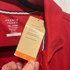 French Toast Polo Short Unisex XXL (18/20) Red Uniform Button Pique Polo
