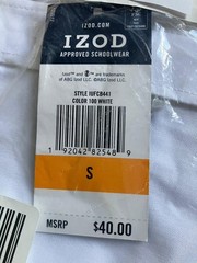 IZOD Young Men’s Long Sleeve Button-Down Oxford Shirt Uniform, White, Size S