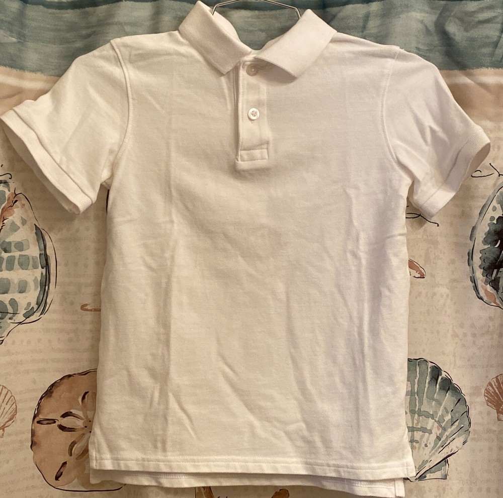 Cat & Jack Boys’ Short Sleeve White School Uniform Polo Shirt – Size Small(6-7)