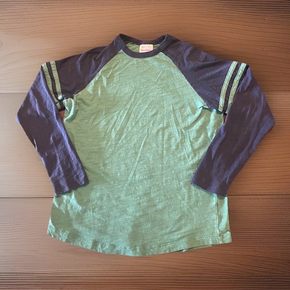 NWOT Hanna Anderson 160cm/14-16Y Raglan Green/Navy Long Sleeve Shirt 100% Cotton