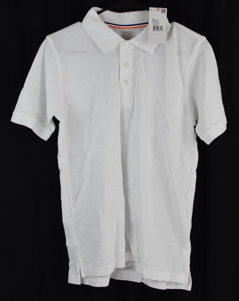 French Toast Boys Short Sleeve Pique Polo Uniform Shirt White Size 14/16