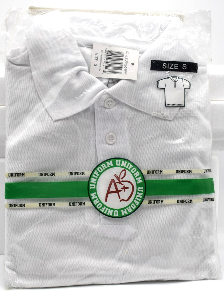 Galaxy By Harvic Unisex Short Sleeve School Uniform Shirt – White – New!