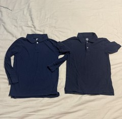 Wonder Nation Polo Shirt Boys Medium (8)Navy School Uniform Shirts Lot Of 2