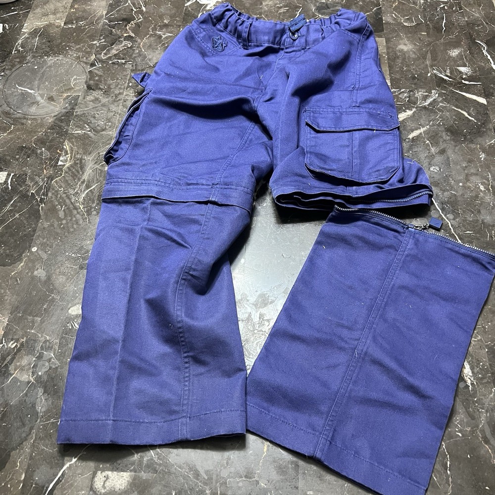 Boy Cub Scouts BSA Switchback Convertible Cargo Pants Size 14 Blue Uniform Zip