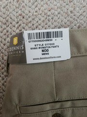 Dennis Uniform Style 077000 Khaki Irvington Pants M30 Mens