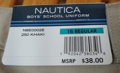 Nautica Boys Khaki School Uniform Shorts Sz 16 Regular Flat Front Adjustable NEW