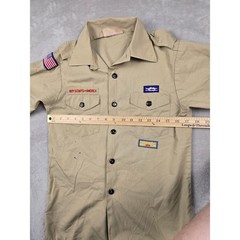 Boy Scouts of America Shirt Kids Youth Large Tan Short Sleeve Patches Gorpcore