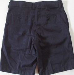 LANDS END Navy School Uniform Plain Front Chino Shorts Boys 8 Husky NEW
