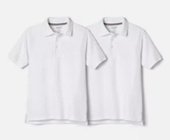 French Toast Short Sleeve School Uniform Pique Polo Shirt 2 Pack White Boy’s(8)M