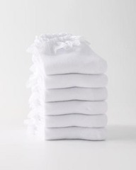 Funjoon Girls White Ruffle Socks Toddler Girls Lace 8-10 Years 6 Pack White