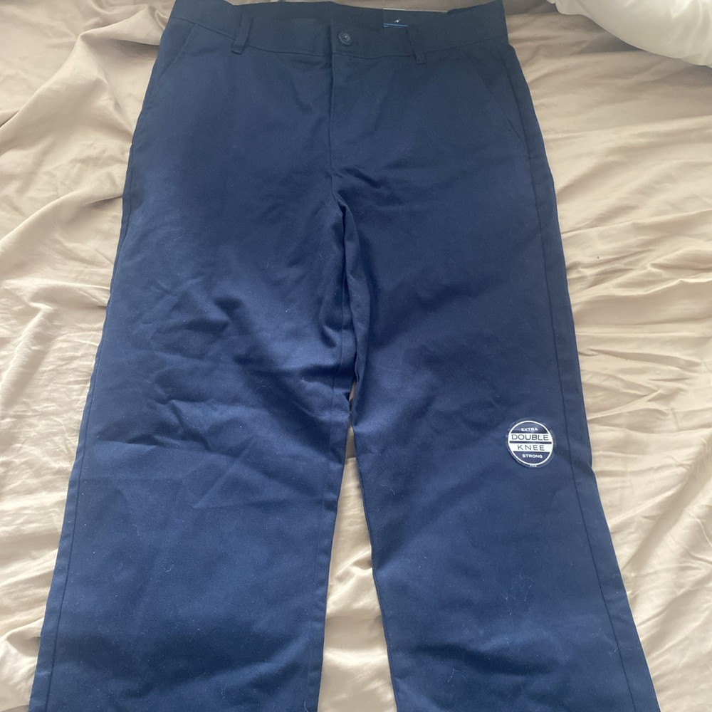 Nautica School Uniform Boys’ Flat Front Pant – Size 20 Regular Navy Blue