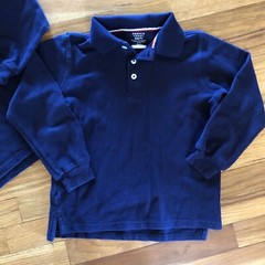 French Toast Boys Uniform Polo Shirt Small 6/7 Blue Long Sleeve Lot Of 2