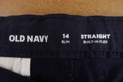 Old Navy Boys 14 Slim Fit Navy Blue Uniform Built in Flex Straight Leg Pants NWT