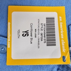 Dennis Uniform Polo Shirt Blue Size Youth Small YS Stratford School Logo, New