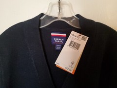 NWT $32 French Toast Boys Navy Cardigan Sweater, XS(4/5), Button Front, School