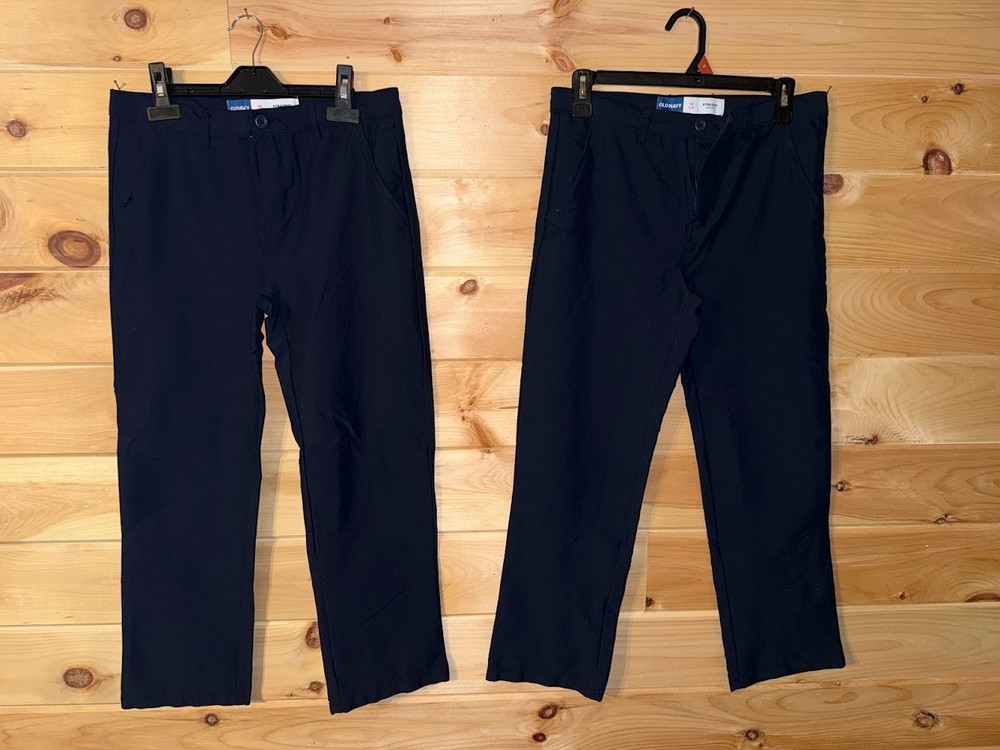Old Navy Boy’s 2 Pair Sz 12 Plus Black Khaki School Uniform Straight Quick Dry