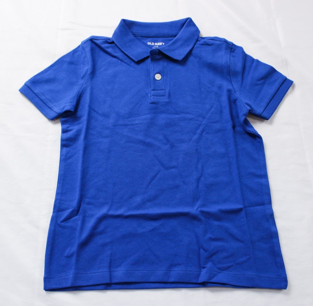 Old Navy Boy’s Short Sleeve Pique Uniform Polo Shirt EJ2 Blue Tango Size XS NWT