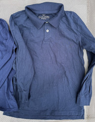LOT of 3 Boys uniform FADED GLORY,JERZEES Long sleeve Polo Shirts NAVY BLUE M/L