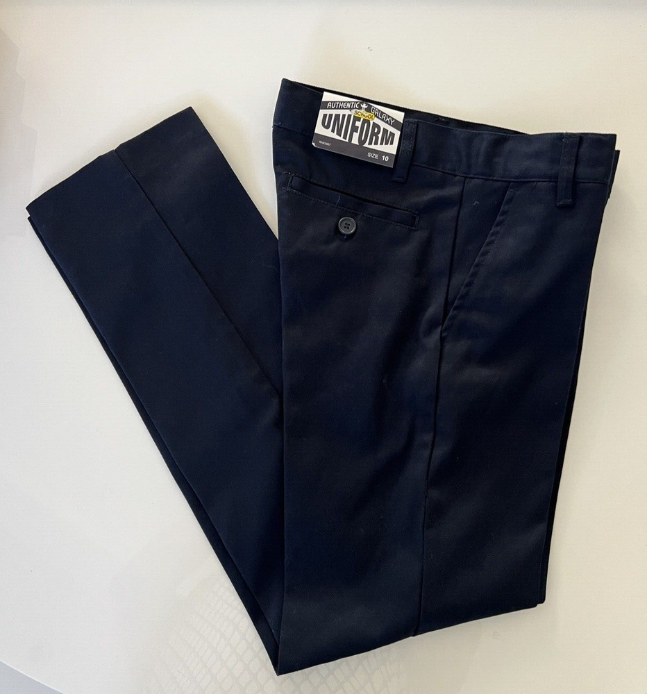 School Uniform Pants Boys 10 Navy Blue Adjustable Waist NEW Authentic Galaxy