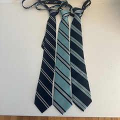 Lot of 3 Lands End Boys School Uniform Zipper Ties Size Medium Blue Stripes