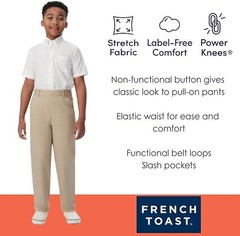 NEW French Toast Relaxed Fit Pull On Pants Black Size 14 (Standard & Husky)