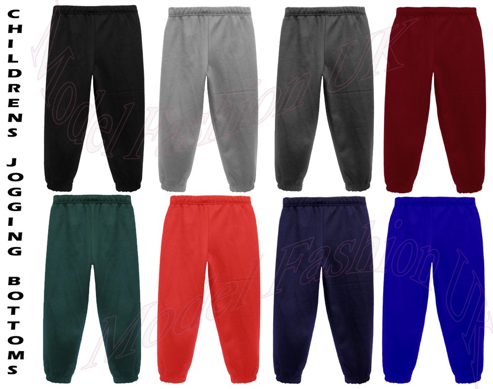 JOGGING BOTTOMS – Kids Warm Fleece Style Plain Joggers Bottom Pants 2 – 15 Years