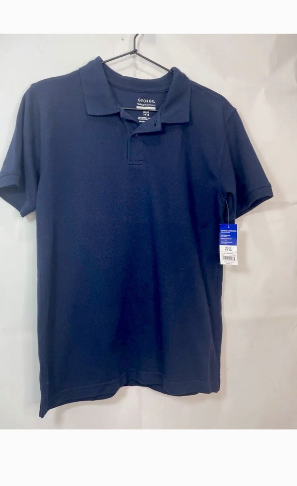 George Boys Navy Blue XL 14 -16 Short Sleeve Polo Uniform Shirt