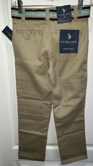 US POLO ASSN boys NEW NWT SCHOOL UNIFORM KHAKI PANTS size 10 with belt 34.00 MSR