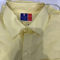 NWT Boys Light Yellow Long Sleeve Button Up Uniform Shirt Point Collar Size 20