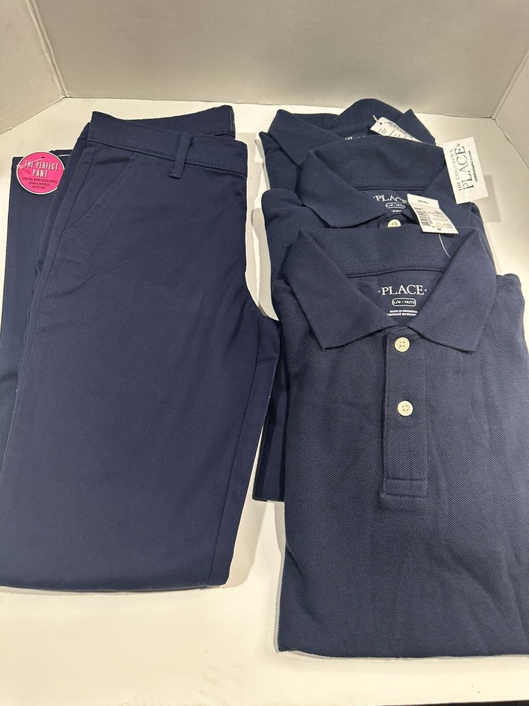 Boy/girl Uniform Long Sleeve Pique Polo 3 Pack – Navy Blue/Nautico Size 10/12