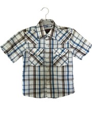 BOYS PLAINS WESTERN WEAR WRINKLE RESISTANT PEARL BUTTON UP SMALL SHORT SLEEVE