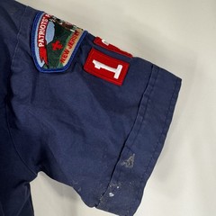 Boy Scouts BSA Cub Scouts Shirt Youth Small Navy Short Sleeve Patch Residue