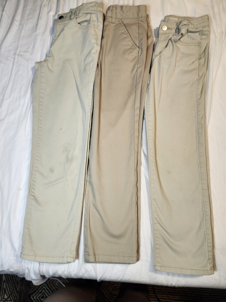 (3) Sz. 8R Khaki School Uniform Pants, 2 Pair of Wonder Nation & 1 Pair Of C&J