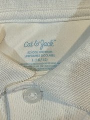 Lot Of 2 Collared Uniform Boy Shirts Sz 10/12 L White & Blue Striped Cat & Jack