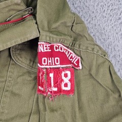 Vintage Boy Scouts Of America Uniform Shirt Hat Boys Medium Green Twill Patches