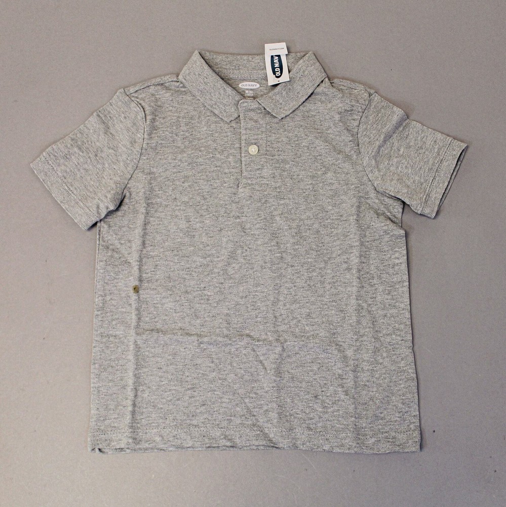 Old Navy Boy’s Short Sleeve Pique Uniform Polo Shirt LP7 Grey Size XS NWT