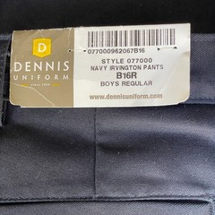 NWT Dennis Uniform Navy Irvington Pants Boys 16R Flat Front School Uniform 07700