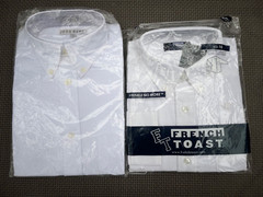New lot of 2 Boys FORMAL or UNIFORM WHITE LONG sleeve BUTTON DOWN Shirts 10