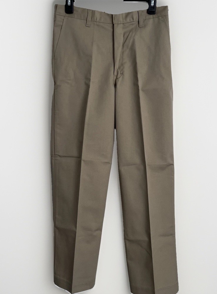 Dickies SchoolWear Boys 18H Classic Khaki Pant 30X28 Flat Front Straight Leg NWT